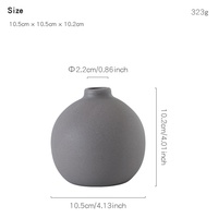 Vase en céramique haut de gamme gris Morandi au design moderne, finition mate, écologique, pour décorations de bureau d'anniversaire, ensemble de fleurs séchées simulées
