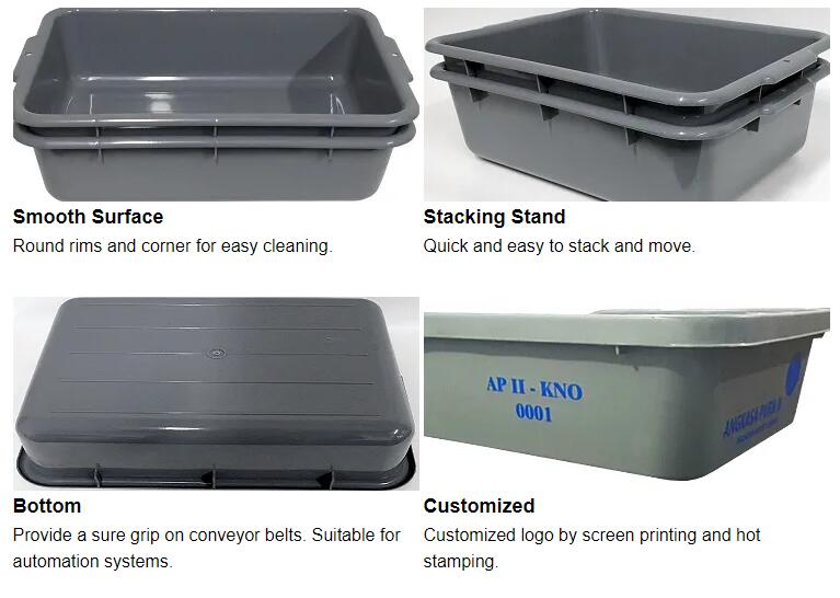 JOIN Factory Price Cheap Custom Industrial Grey X-Ray Tray Airport Security Plastic Handling Luggage Trays For Co<i></i>nveyor System