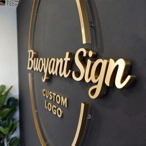 BUOYANT Indoor Business Logo Custom Aluminum Stainless Steel Gold Plated 3D Channel Letter <b>Sign</b> - Product Image 3