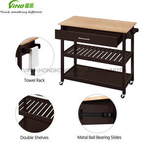 Carrito de Isla de cocina rodante con almacenamiento y cajón Islas de cocina con gabinete de isla giratoria - Product Image 4