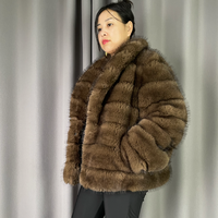 Großhandel Einzelhandel Winter Damen Thermo-Kunstpelz-Trenchcoats Kurze Modische Faux-Sabel-Pelz Umweltfreundliche Hochwertige V-förmige Mäntel
