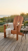 [BeNK] Chaise Adirondack moderne et confortable en bois d'acacia FSC, pieds coniques, design de panneau facile à nettoyer, pour villa, hôtel, usage extérieur, Vietnam