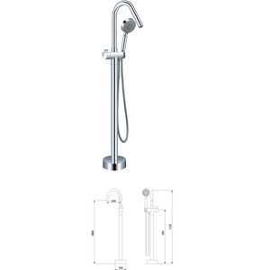 Grifo de latón pulido de pie para bañera, monomando, con acabado cerámico cromado LY-18103 - Product Image 5