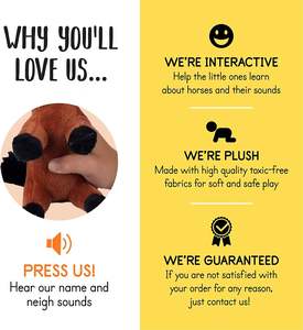 Ensemble de jouets en <span class=keywords><strong>peluche</strong></span> super doux interactifs et parlants à succès, comprend 4 porte-chevaux mignons pour les tout-petits et les bébés, durable - Product Image 2