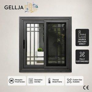 Fenêtres coulissantes modernes sur mesure, résistantes aux ouragans, double vitrage, design horizontal, en alliage d'aluminium, isolation thermique - Product Image 1