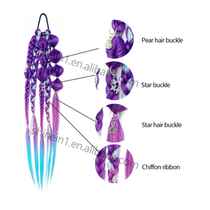 Shinein 24 pouces <span class=keywords><strong>bleu</strong></span> Ombre couleur pré-extensible tressage cheveux Yaki fait à la main Crochet tressé queue de <span class=keywords><strong>poney</strong></span> Extensions de cheveux - Product Image 3