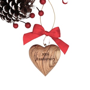 Wholesale Personalized <b>Hanging</b> Shaped Olive Wood 3D Wooden <b>Heart</b> Christmas Ornament for Anniversary Gifts - Product Image 2