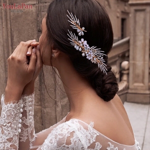 YouLaPan HP01 Elegante Peineta <span class=keywords><strong>de</strong></span> Aleación con Pedrería y Flores para Novias, Accesorio para el Cabello para Mujeres <span class=keywords><strong>en</strong></span> Bodas, Bailes y Banquetes - Product Image 2