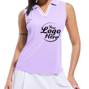 Ropa de tenis para niñas: Camisetas sin mangas de golf, tops deportivos de secado rápido con cuello, camisetas atléticas acanaladas con cuello en V de nailon/cachemira - Product Image 6