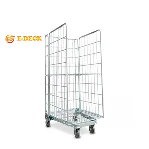 Metal Transportation Security Logistics Metallic Wire Mesh Roller Cage With Castors