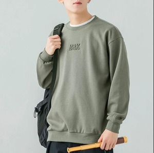 Sudadera de Cuello Redondo, Oversize, Transpirable, para Otoño, 100% Algodón Resistente, con Logotipo 3D en Relieve Personalizado, Impresión Serigráfica, Tinte Liso - Product Image 2