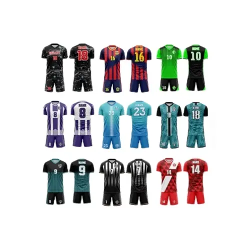 Kit d'échauffement par sublimation maillot de football pas cher Kit de football Style vierge personnalisation personnalisée vêtements de sport bleu rouge hommes Kit