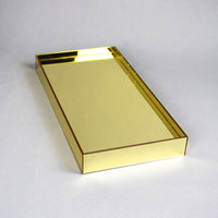 Boîte acrylique de base de miroir de luxe pour présentoir de figure de fleur couverture transparente de vitrine de plexiglas boîte d'affichage de PMMA