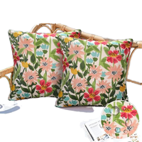 Housse de coussin personnalisée à motif floral aquarelle pour canapé de salon, en tissu de lin imprimé numériquement, motif feuille botanique