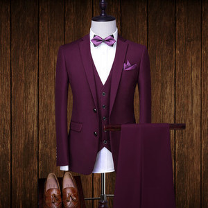 Costume <span class=keywords><strong>trois</strong></span> pièces pour <span class=keywords><strong>homme</strong></span>, couleur unie, col plat, anti-rides, multi-tailles, personnalisé, pour occasions de mariage - Product Image 4