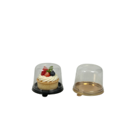 Boîtes à pâtisserie jetables individuelles pour desserts, emballage en gros, mini-boîte dorée pour flan avec dôme transparent