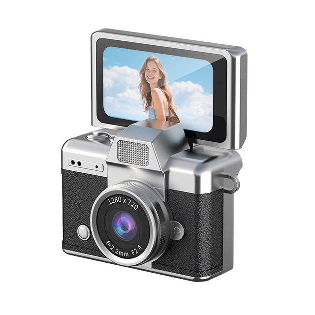 Thumb-Sized 180 Flip Screen Selfie Mini Digital Camera 12MP 1 Year Warranty Retro CCD Portable Keychain Necklace