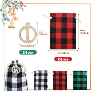 Bolsa de tela con cordón inspirada en el calendario de Navidad al por mayor, suministros decorativos cuadrados para interiores, adornos navideños - Product Image 3