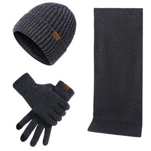 Ensemble cadeau écharpe, <span class=keywords><strong>gants</strong></span> et <span class=keywords><strong>bonnet</strong></span> d'hiver pour <span class=keywords><strong>homme</strong></span> avec logo personnalisable, ensemble tricoté chaud de couleurs mélangées, bonnets d'hiver - Product Image 6