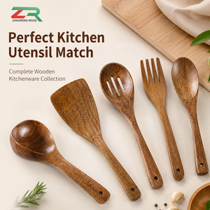 Cuchara de Café de Madera Natural con Baño de Oro, Mango Largo, Anti-Rayaduras, Segura <span class=keywords><strong>para</strong></span> Utensilios de Cocina, Resistente al Calor, 27cm, Inoxidable, Inodora, <span class=keywords><strong>para</strong></span> Cocina - Product Image 4