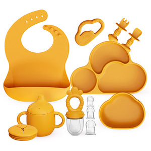 Juego <span class=keywords><strong>de</strong></span> nube <span class=keywords><strong>de</strong></span> vajilla <span class=keywords><strong>de</strong></span> silicona sin PVC <span class=keywords><strong>de</strong></span> grado alimenticio <span class=keywords><strong>para</strong></span> bebés con tazón complementario, cuchara, taza y babero <span class=keywords><strong>para</strong></span> 1-2 años - Product Image 3
