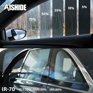 Aishide Light Blue VLT70 % Film teinté pour voiture Couleur constante Solaire Nano Film teinté pour pare-brise en céramique Film teinté intelligent pour fenêtre de voiture