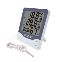 Termometer Higrometer Digital CH-928 untuk Ruangan Rumah Tangga, Jam Digital, Termometer Higrometer Luar Ruangan dengan Sensor Suhu Panjang