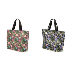 Sac fourre-tout en fibre de polyester douce, grande capacité, réutilisable, sac à main pour femme, imprimé fleurs, sac à main respectueux de l'environnement - Product Image 1