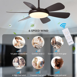 Ventilateur de plafond LED BaoShan à haute luminosité, style moderne, 5 pales solides en ABS, télécommande, température de couleur 3000K-6000K, garantie de 2 ans - Product Image 2