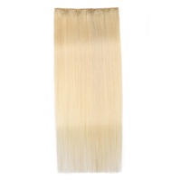 Extensions de cheveux à clipser en une seule pièce de 20 pouces, 100% cheveux humains # Blond Platine 613 Lisse 60g Trame Large 5 Clips Sans Couture