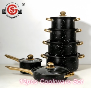 Lot de 12 casseroles et poêles antiadhésives en acier inoxydable pour induction, batterie de cuisine, ensemble d'ustensiles - Product Image 1