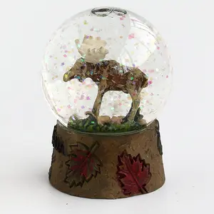 3d Three-dimensional Deer Interior Maple Leaf Base Canadian Tourist Souvenir Resin Snow Globe