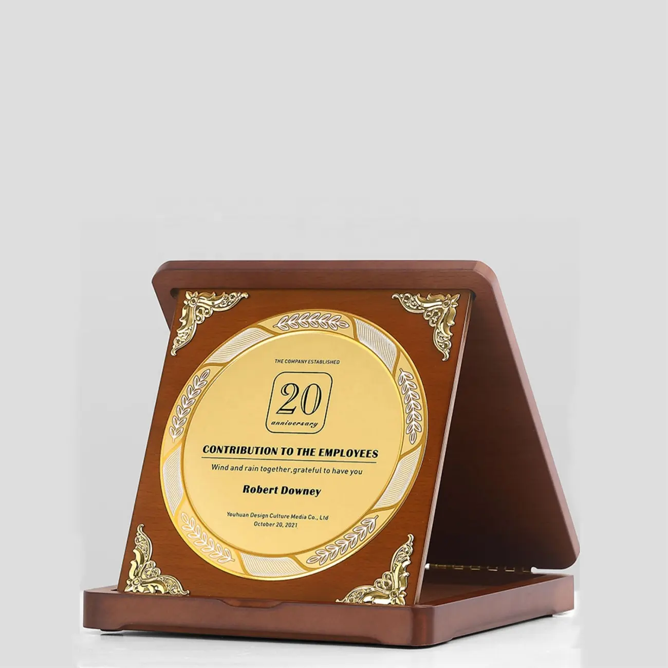 Escudo de madera personalizado, placa de premio de madera con Cajas de Regalo