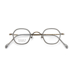 กรอบแว่นตาไทเทเนียมทรงกลม 992 กรอบเต็มไทเทเนียมบริสุทธิ์น้ำหนักเบาสำหรับทุกเพศสไตล์วินเทจชุบทองตัวล็อคด้านใน - Product Image 4