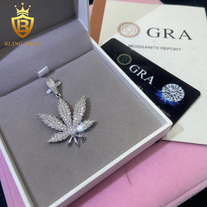 Liontin gaya HipHop perak 925 model daun Moissanite baru perhiasan Iced Out liontin berlian Pass liontin Yesus Moissanite - Product Image 2