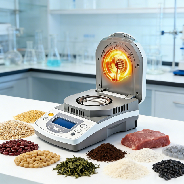 WEIAI Lab Halogen Medidor De Humedad De Granos Emulsion Rubber Meat Powder Seed Soil Grain Cocoa Copra Moisture Meters Analyzer