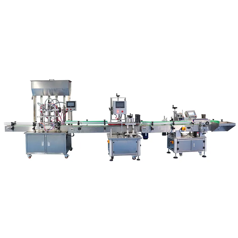 Gmp standart sıvı 10-dolum makinesi ml dolum kapatma ve etiketleme makinesi üretim hattı ile 100 üretim hattı