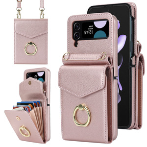 Con soporte para anillo Ranura para tarjeta Monedero Funda para teléfono móvil para Samsung Galaxy <span class=keywords><strong>Z</strong></span> Flip 7 6 5 5G Correas para teléfono de mujer - Product Image 1