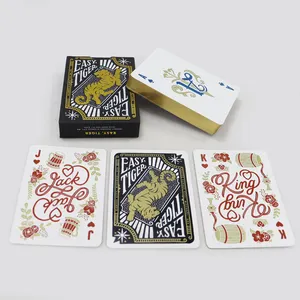 Benutzer definierte ursprüngliche nationale Stil kreative Spielkarten drucken Goldfolie Tiger Muster Papier Spielkarten decks mit Black Box