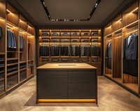 Armoire intégrée moderne de luxe multifonctionnelle en bois massif, solutions de rangement pour vêtements, porte en MDF, montage mural, 4 tiroirs