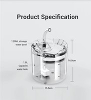Fontaine à eau automatique pour chat 2L PC, avec buse, silencieuse, eau recirculante, multi-filtres, niveau d'eau visible, pour petits animaux