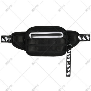 Riñonera deportiva para exteriores, tela Oxford, correa ajustable, bolsillo interior con cremallera, color negro - Product Image 1