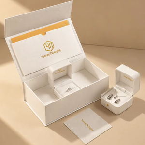 Manufacturer Custom Eco-friendly Cardboard Jewelry Ring Earrings Pendant Packaging Box with Anti-Tarnish <b>Silver</b> Polishing <b>Cloth</b> - Product Image 1
