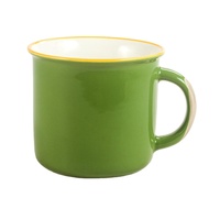 Tasses à café rétro en céramique, vente en gros, couleur unie, blanc et bleu, OEM, personnalisées, 375ml