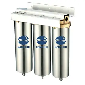 Boîtier de filtre à eau clair en acier inoxydable, Micro cartouche à sédiments, 3 étapes, HONG HUI HH3-10C