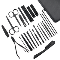 Ensemble professionnel de manucure et pédicure 24 en 1, kit d'outils de soin des ongles de haute qualité avec logo personnalisé et étui de voyage