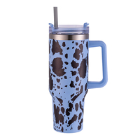 Entrepôt USA RTS 40 OZ Sport Tumbler Sublimation Blanks H1.0 Lait Vache Motif Impression 3D Poignée En Acier Inoxydable Voyage Tasse Tasse