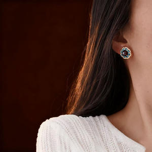 9344 Accessoires de perles DIY style panda, ensemble en argent S925 avec pendentif vide en or et argent et boucles d'oreilles, bijoux de mode - Product Image 4