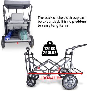 Chariot de jardin extérieur pliable et portable à double étage robuste OEM chariot de plage pique-nique camping avec auvent - Product Image 6