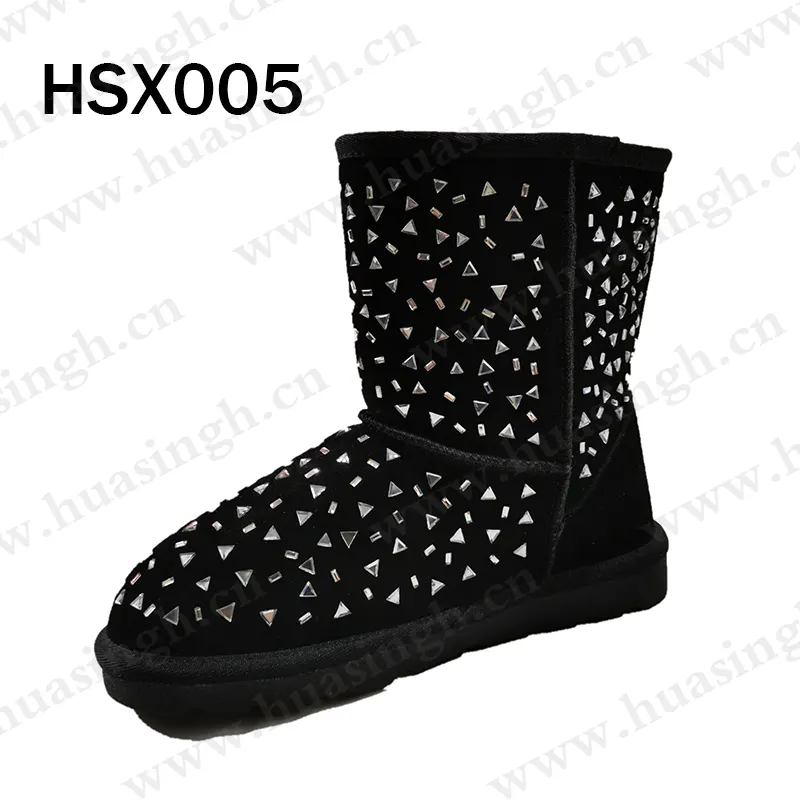LXG, yapay elmas dekorasyon tasarım süper sıcak bayan botları kir dayanıklı yuvarlak ayak kar botları popüler şili HSX005